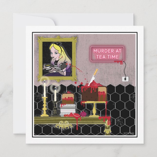 Halloween Alice in the wonderland tea time  Invitation (Front)