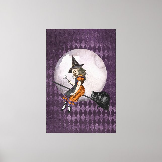 Halloween Alice in Wonderland Cheshire Cat Moon Canvas Print (Front)