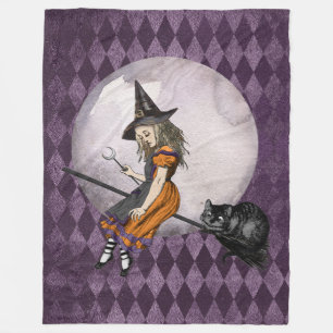 Halloween Alice in Wonderland Cheshire Cat Moon Fleece Blanket