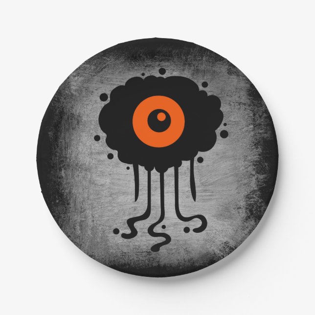 Halloween Alien Cyclops  Paper Plate (Front)