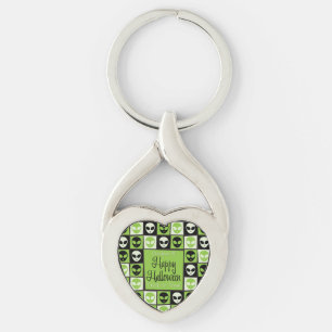 Halloween alien mosaic keychain