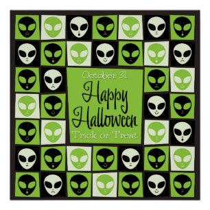 Halloween alien mosaic poster