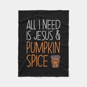 Halloween All I Need Is Jesus And Pumpkin Birthday Fleece Blanket