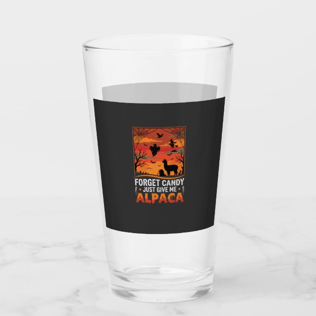 Halloween Alpaca Forget Candy Spooky Vector Design Glass (Front)