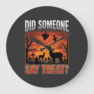Halloween Alpaca Graveyard Did Someone Say Treat D Large Clock