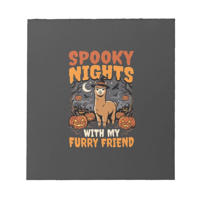 Halloween Alpaca Night Notepad (Front)