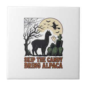 Halloween Alpaca Shirt Cute Spooky Vintage Animal  Tile