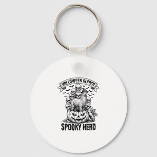 Halloween Alpaca Shirt Vintage Skull Pumpkin Desig Keychain