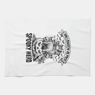 Halloween Alpaca Shirt Vintage Skull Pumpkin Desig Kitchen Towel