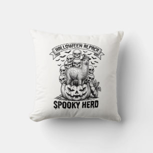 Halloween Alpaca Shirt Vintage Skull Pumpkin Desig Throw Pillow
