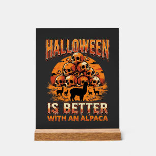 Halloween Alpaca Skull Pile Retro Horror Design Acrylic Sign