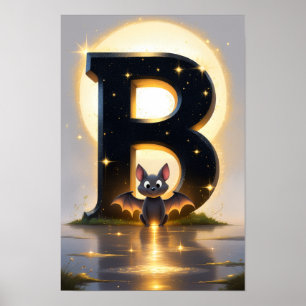Halloween Alphabet Kids ABC Letter B Poster