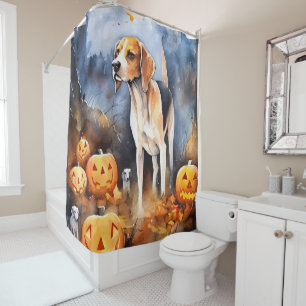 Halloween American English Foxhound With Pumpkins