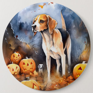 Halloween American English Foxhound With Pumpkins 6 Inch Round Button