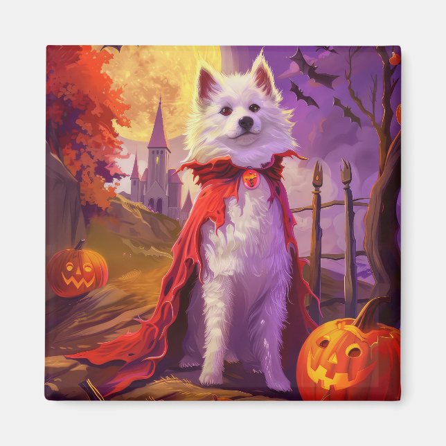 Halloween American Eskimo Pumpkins Scary Magnet (Front)