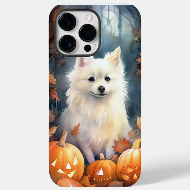 Halloween American Eskimo With Pumpkins Scary Case-Mate iPhone Case (Back)
