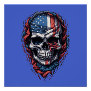 Halloween american flag skull Tshirt Halloween Poster