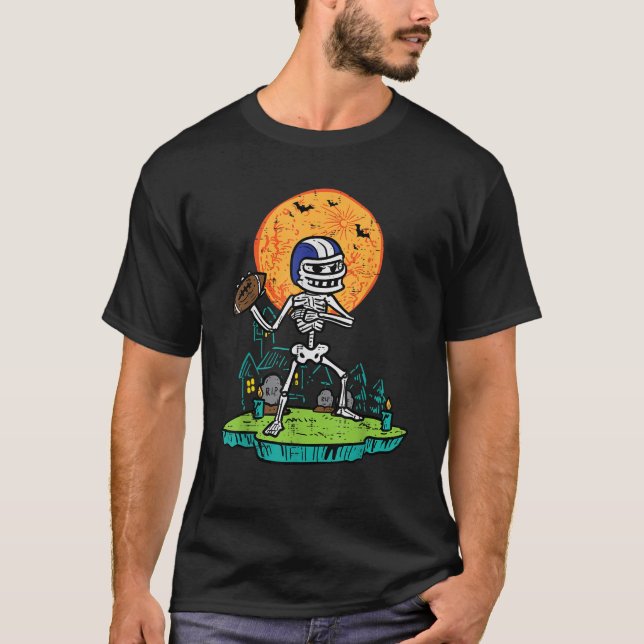 Halloween American Football Skeleton Costume Men B T-Shirt (Front)