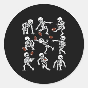 Halloween American Football Skeletons Funny Men Bo Classic Round Sticker