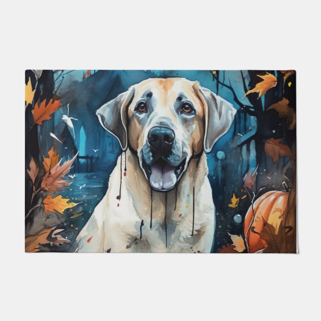Halloween Anatolian Shepherd With Pumpkins Scary Doormat (Front)