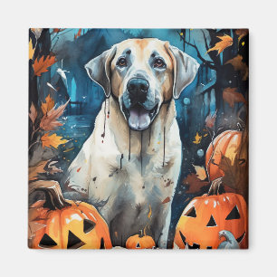 Halloween Anatolian Shepherd With Pumpkins Scary Magnet