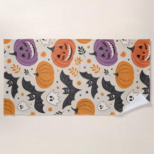 Halloween and autumn pattern beach towel
