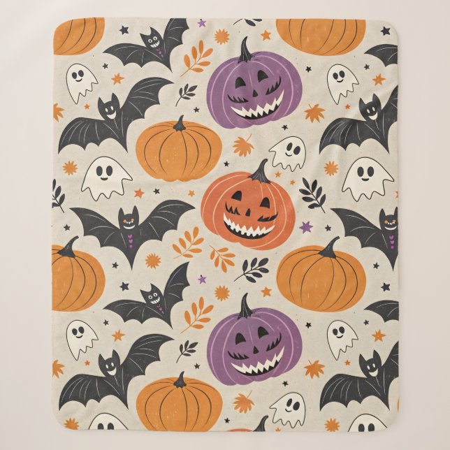 Halloween and autumn pattern   sherpa blanket (Front)