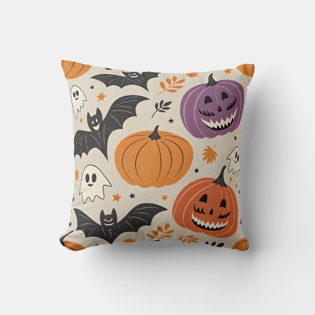 Halloween and autumn pattern   throw pillow (Front)
