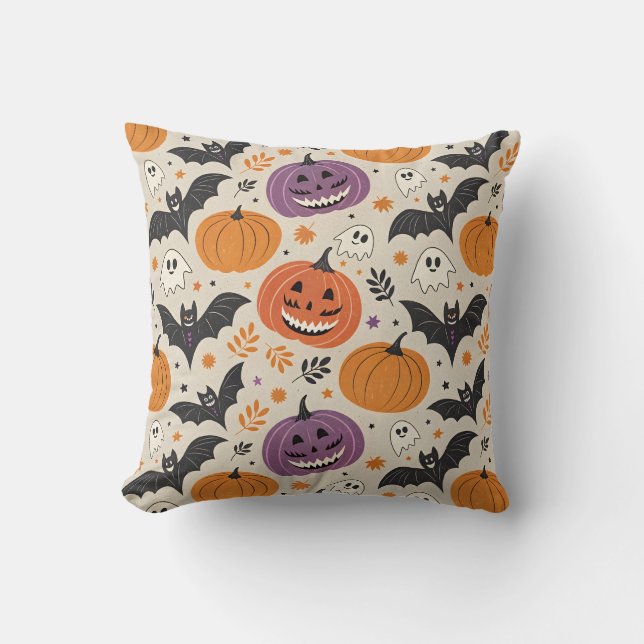 Halloween and autumn pattern   throw pillow (Front)