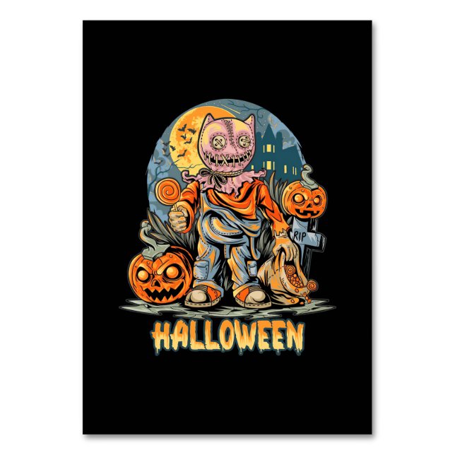 Halloween And Cat Table Number (Front)