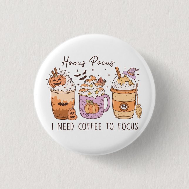 Halloween and Coffee 1 Inch Round Button (Front)