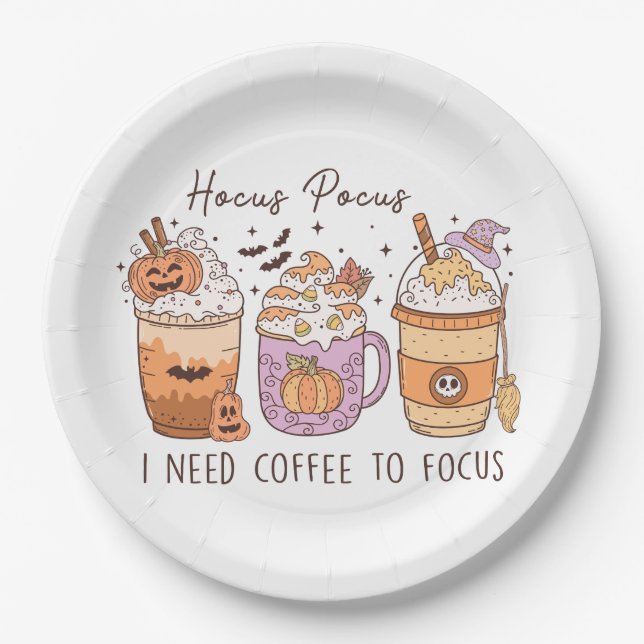 Halloween and Coffee Paper Plate (Front)