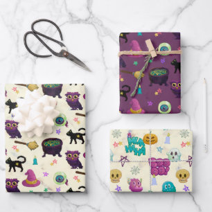 HALLOWEEN AND FALL CREEPY PATTERN WRAPPING PAPER SHEET