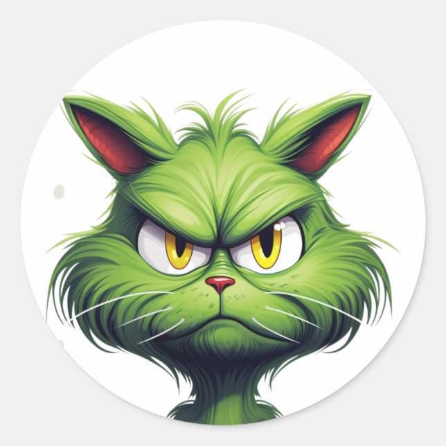 Halloween Angry Cat  Classic Round Sticker (Front)
