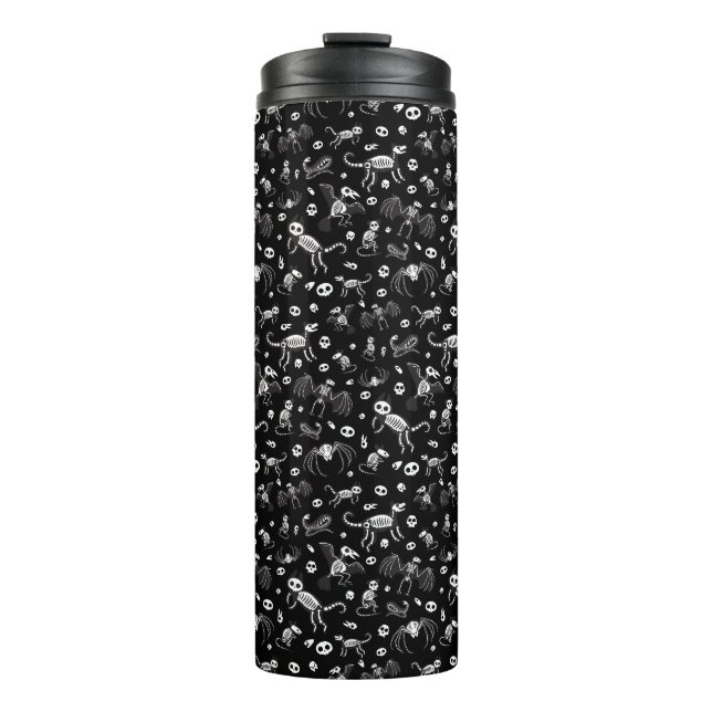 Halloween Animal Bats Dogs Cats Spiders Skeletons Thermal Tumbler (Front)