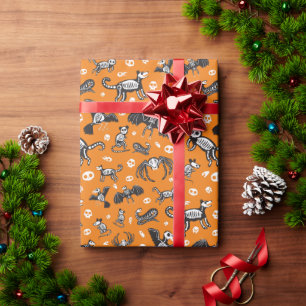 Halloween Animal Skeletons Pattern Color Options Wrapping Paper