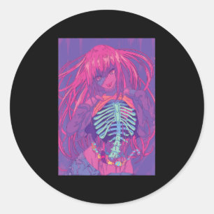 Halloween Anime Spooky Anime Girl Waifu Scary Classic Round Sticker