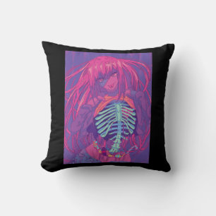 Halloween Anime Spooky Anime Girl Waifu Scary Throw Pillow