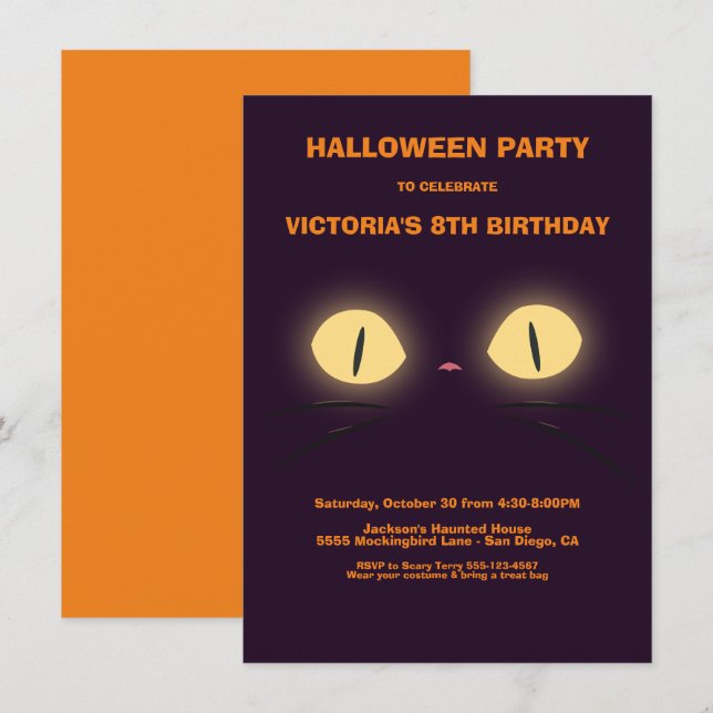 Halloween Anniversaire Chat Eyes invitations (Devant / Derrière)