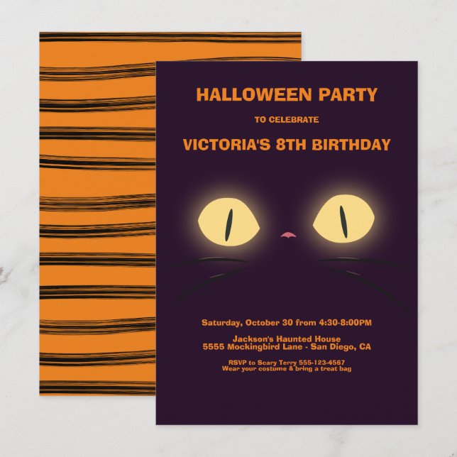Halloween Anniversaire Chat Eyes invitations (Devant / Derrière)