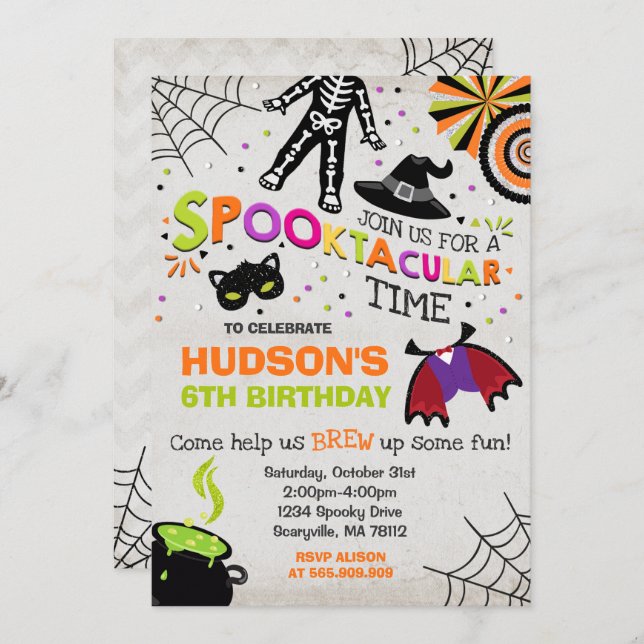 Halloween Anniversaire Invitation Spooktacular Par (Devant / Derrière)