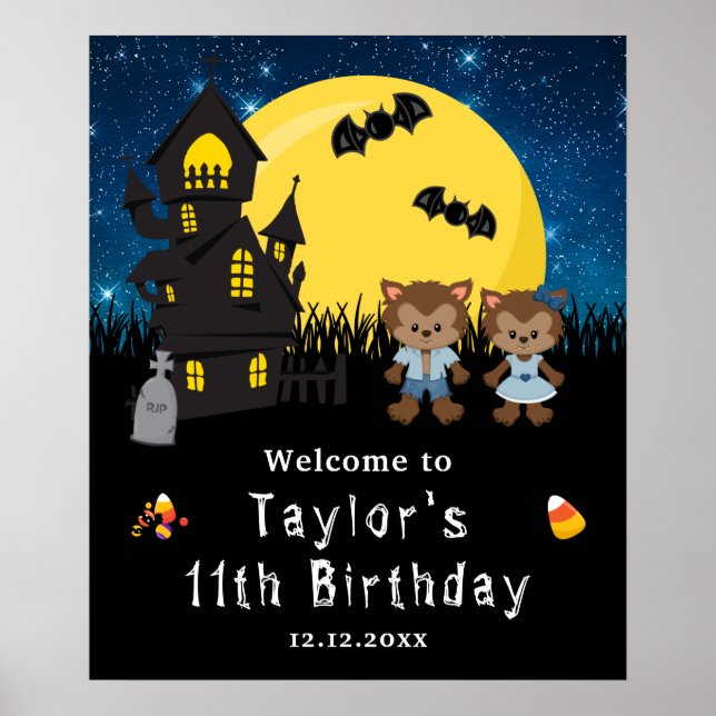Halloween Anniversaire Werewolfs Affiche de bienve (Devant)