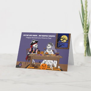 Halloween Anniversary Parents Funny Skeletons Card