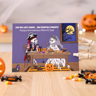 Halloween Anniversary Parents Funny Skeletons Card