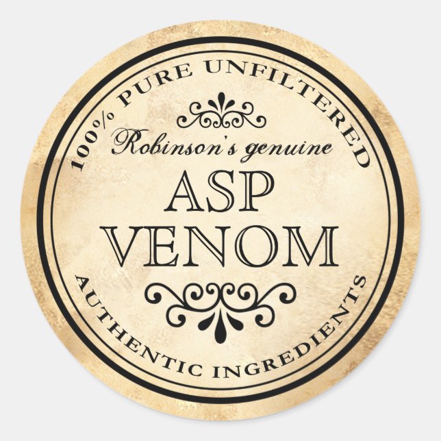 Halloween apothecaire vintage asp venom étiquette (Devant)