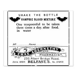 Halloween Apothecary Label - Vampire Blood - Rubber Stamp