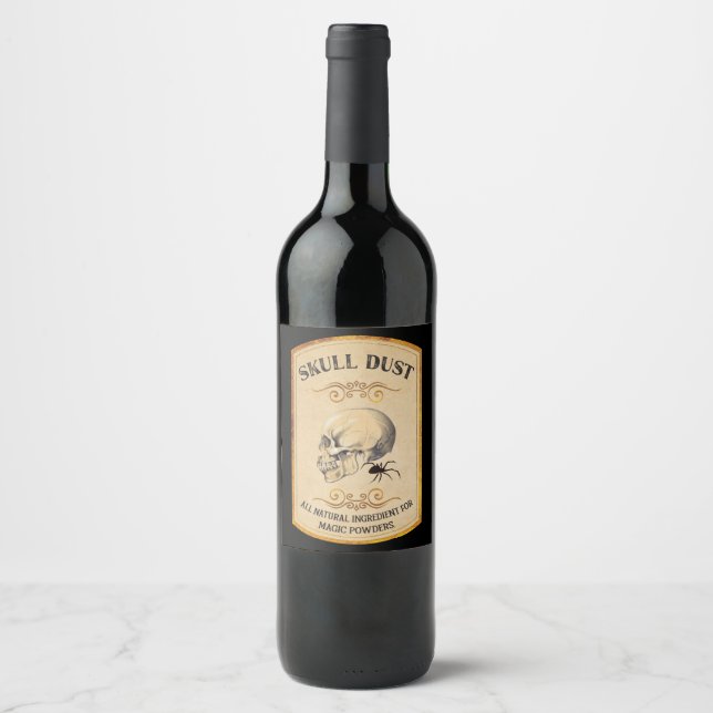 Halloween-Apothecary Skull Dust Wine Label (Front)