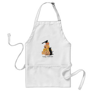 Halloween Apron with Pumpkins and Black Cat