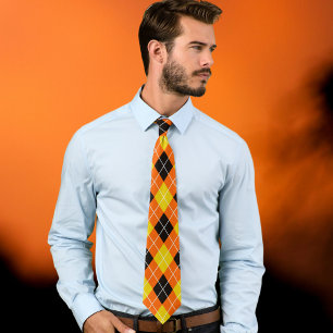 Halloween Argyle Pattern Tie – Classic Spooky Colo
