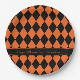 Halloween Argyle ~ Personalized Paper Plate